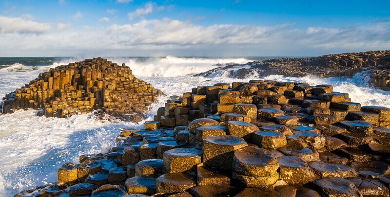 Morning Light and Rough Seas, Giant's Causeway, N.Ireland.  EDC 317 - Wales and Northern Ireland