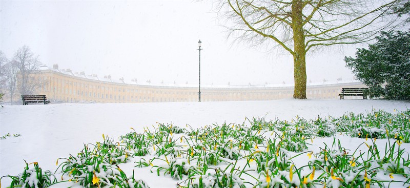 Spring snow, Royal Crescent, Bath. EDC 300 - Bath