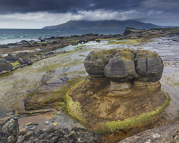 Eigg rock formation and Rum - Inner Hebrides - Skye and Eigg
