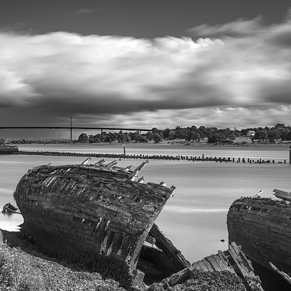 Ship hulks at Bowling Harbour on the Clyde