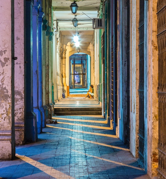 Early morning in the colonnades, Havana - Cuba