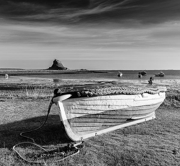 Lindisfarne boat - Monochrome landscape