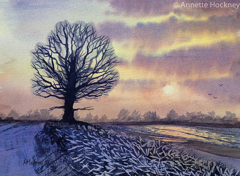 A cold winters evening - Watercolour paintings