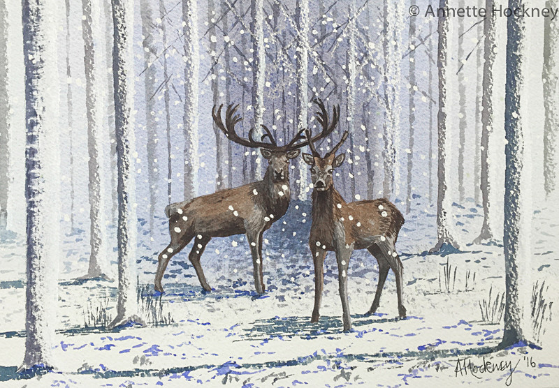 Deer in the Woods - Watercolour paintings