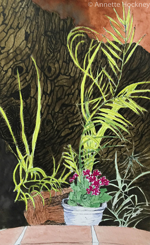 palm leaves with Kalancho - pictures using other media