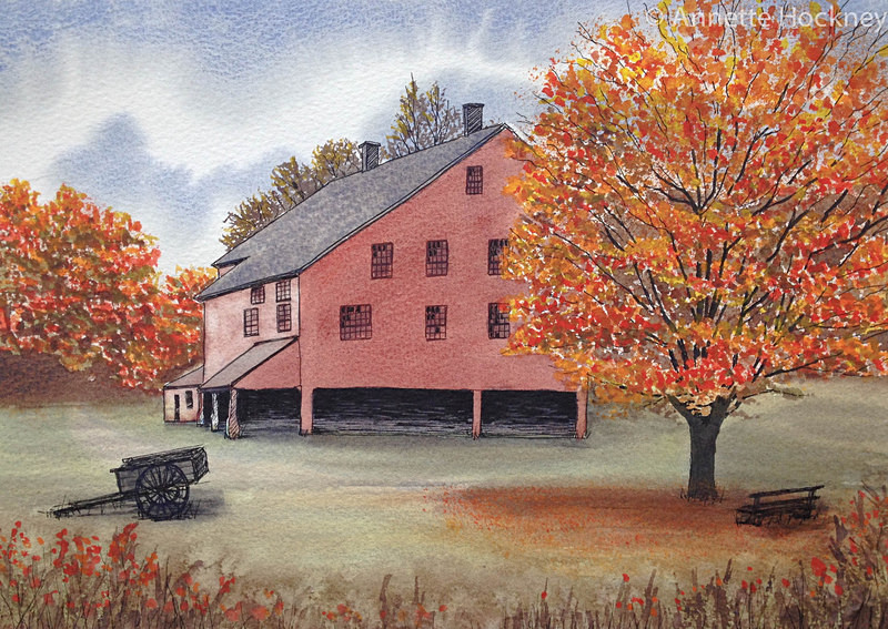 New England Shaker house - Watercolour paintings