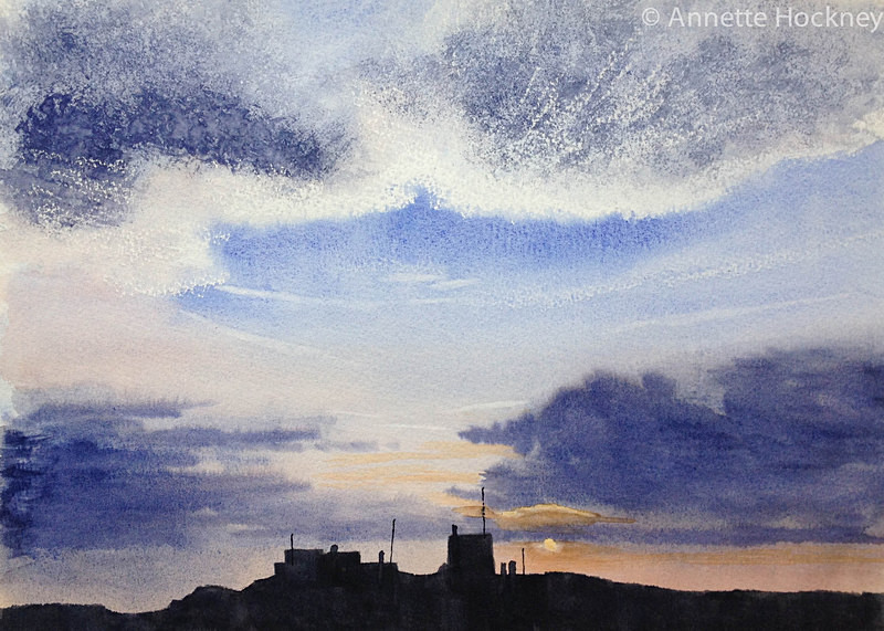 Sunset over Olhao, Portugal - Watercolour paintings