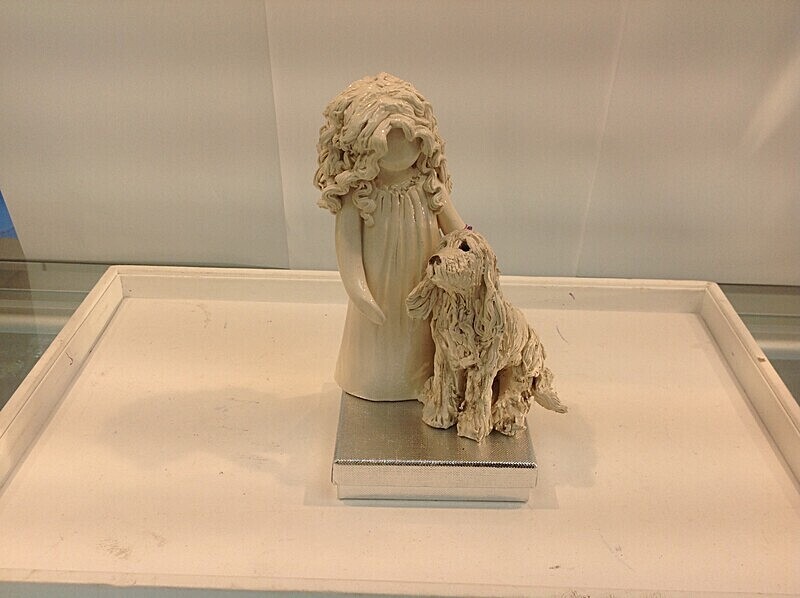 Clare with spaniel.  5'.   £39.00 - Barbara Lea Pottery