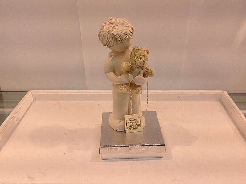 Adam with teddy.  5.5'.   £32.00 - Barbara Lea Pottery