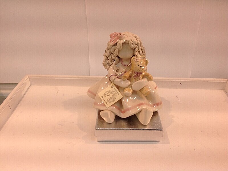 Rachael with teddy.   4' tall.  £42.00 - Barbara Lea Pottery