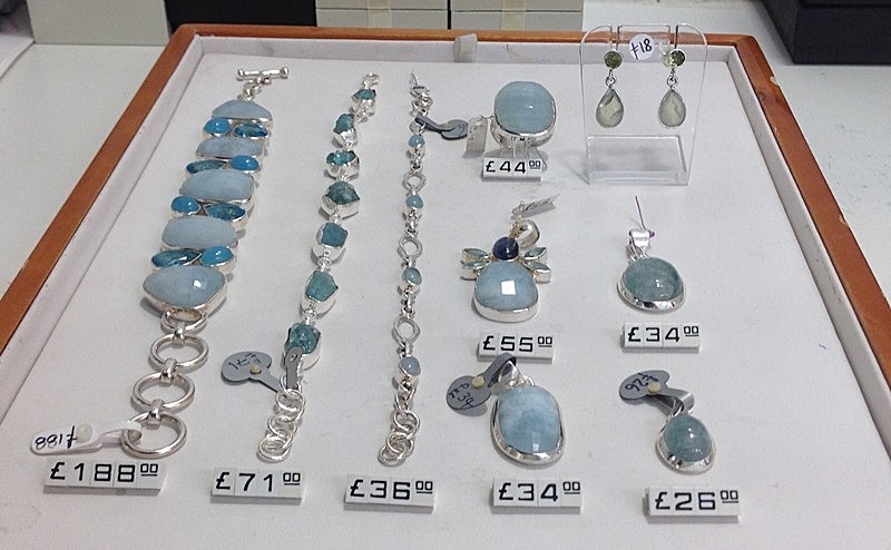 Natural Aquamarine, Blue Topaz & Chalcedony - Silver Jewellery with Semi Precious Stones