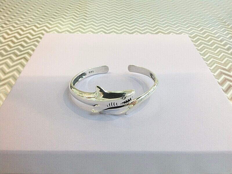 Silver shark design bangle.   £150.00 - Introducing our new silver collection