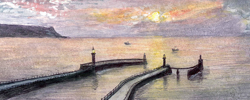 Whitby Piers - Yorkshire Landscapes: Rectangle Prints