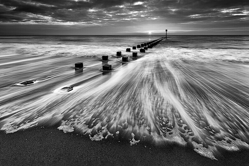 Bridlington North Beach 2 Mono - Black and White