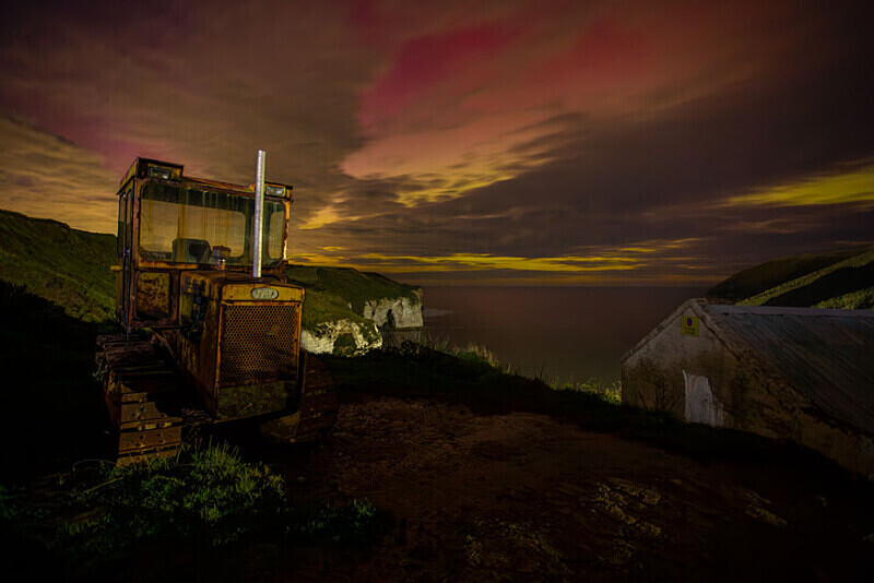 North Landing Tractor with Aurora - Flamborough Head