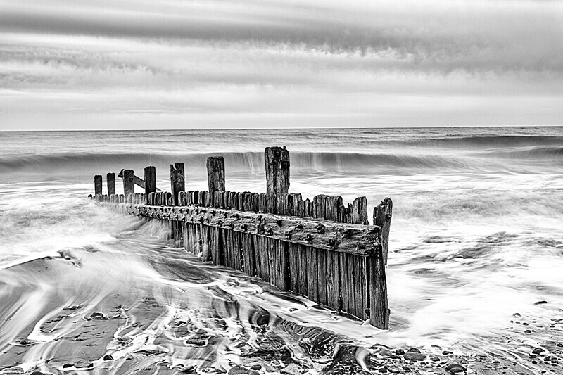 Hornsea North Beach 2 Mono - Black and White