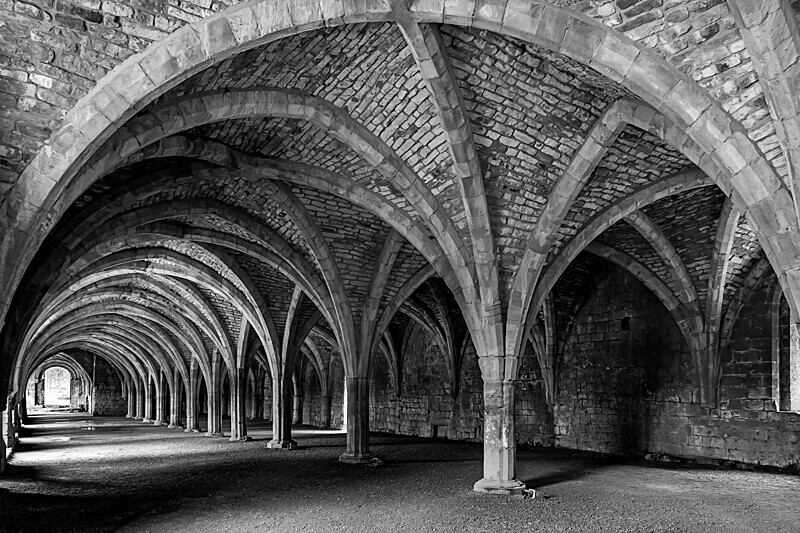 Fountains Abbey - Black and White