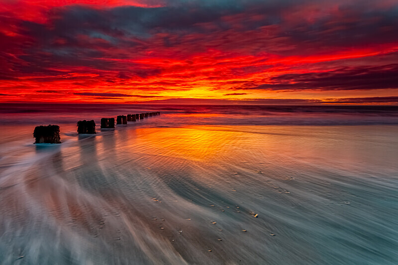 North Beach Groynes Sunrise 31/12/24 - Bridlington