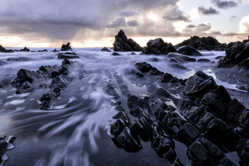 Welcombe Mouth North Devon UK with stormy sky