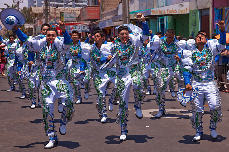 Male members of a Caporales dance group - Carnaval Andino Con La Fuerza Del Sol - Arica