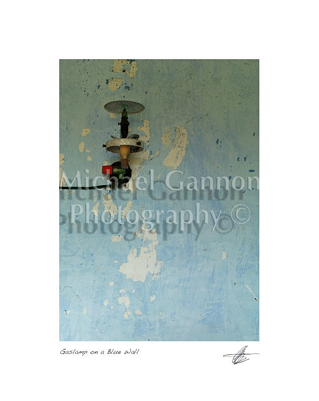 Gaslamp on a Blue Wall - Derelict Ireland