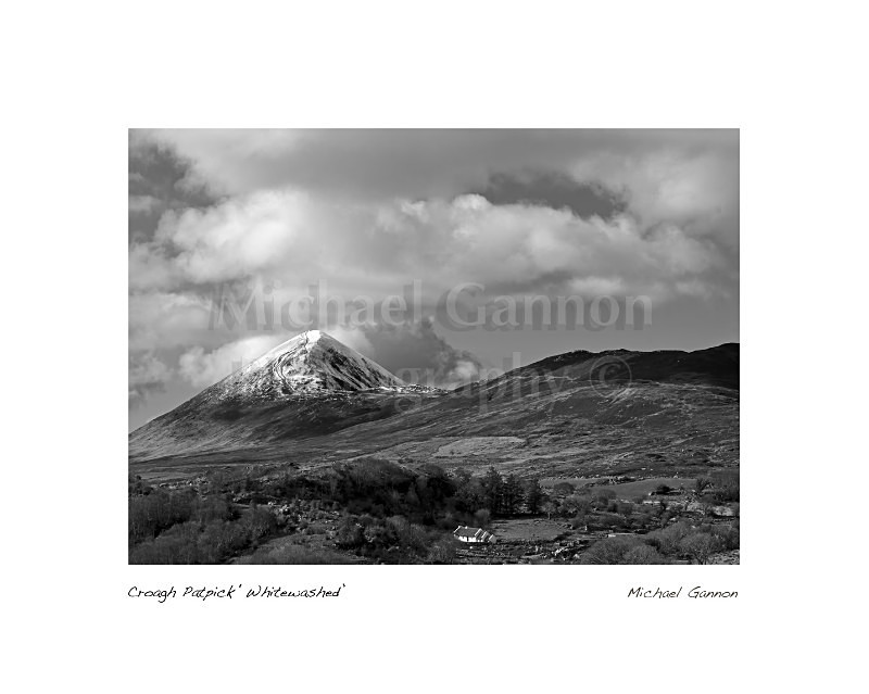 Croagh Patrick Whitewashed - Landscape Black and White