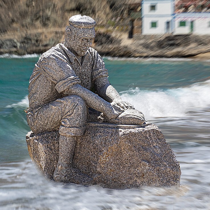 Fisherman on the beach - Abstract