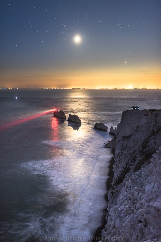 ab470 Moonlight over the Needles - The Isle of Wight by night