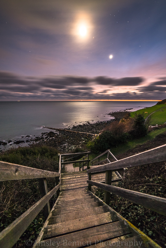 ab324 Moon and Venus - Ventnor steps - Ventnor and St Lawrence