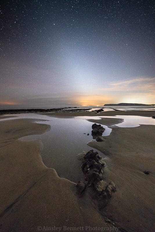 ab548 Compton bay and the Zodiacal light - The Isle of Wight by night