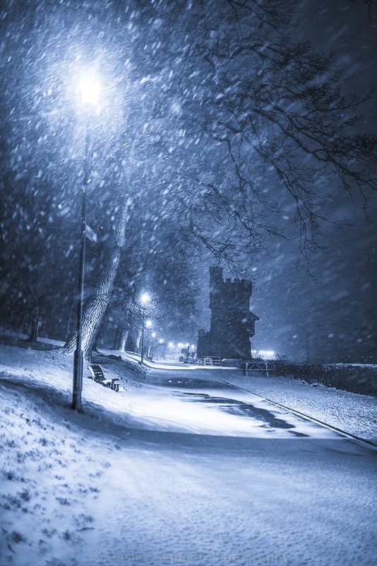 ab455 Appley tower in the snow - The Isle of Wight by night