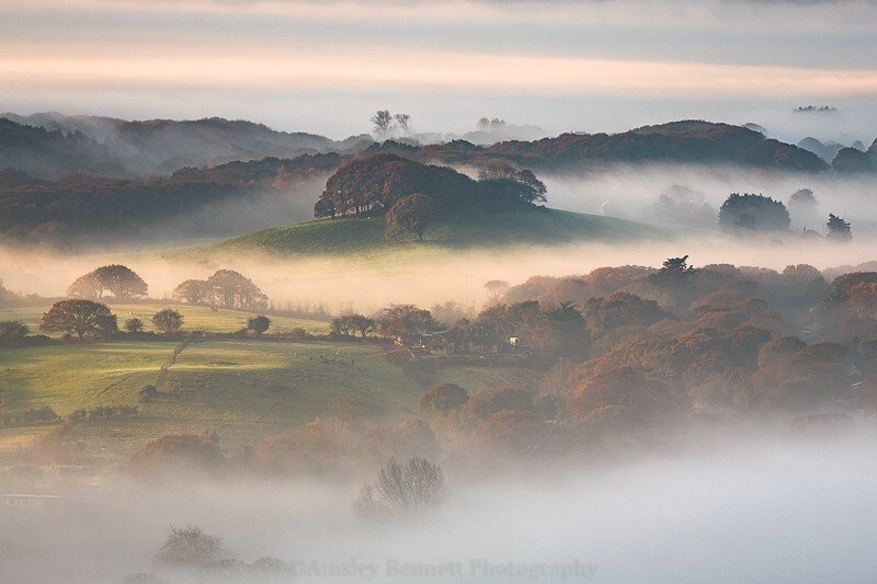 ab640 Autumn mist from Brading Down - Central areas of the Island