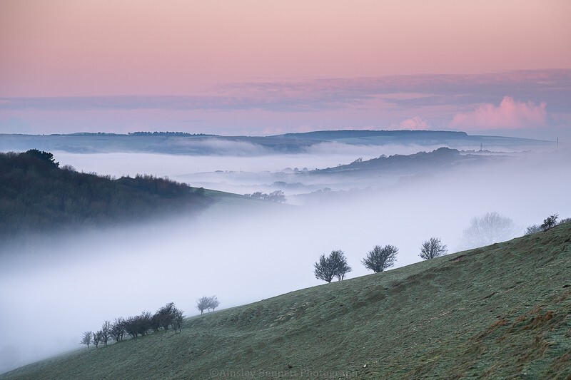 ab616 Knighton Down misty dawn - Central areas of the Island
