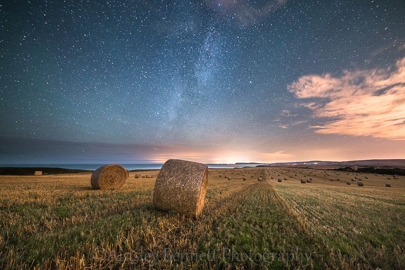 ab27 Hay bales by night Chale - Blackgang to Brook