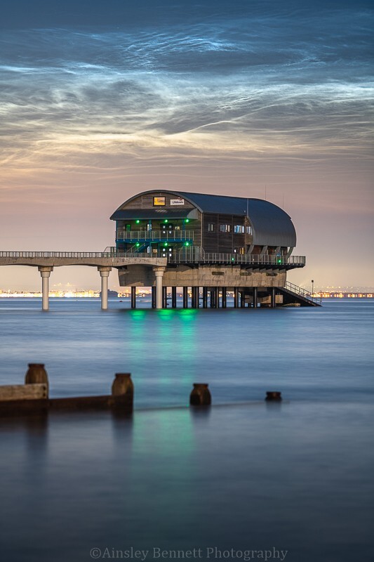 ab632 Noctilucent clouds at Bembridge lifeboat station - The Isle of Wight by night