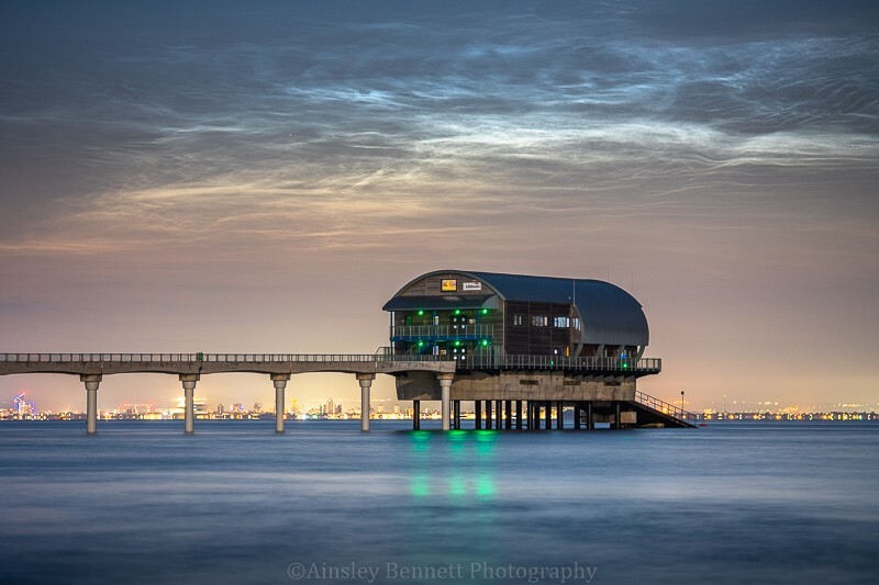 ab633 Noctilucent clouds at Bembridge lifeboat station - The Isle of Wight by night