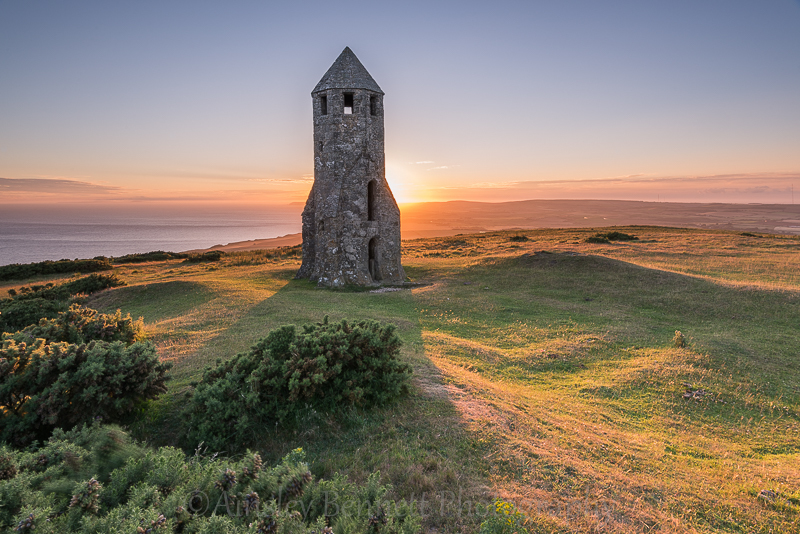 ab24 St Catherines Oratory sunset - St Catherine's point and Castlehaven