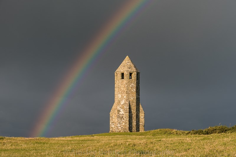 ab419 Rainbow over St Catherines Oratory - St Catherine's point and Castlehaven
