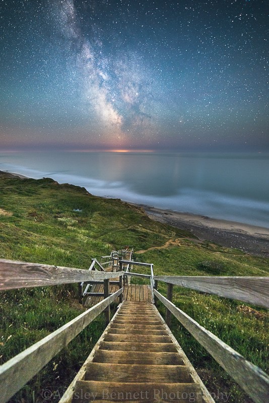 ab390 Steps to Compton bay - The Isle of Wight by night