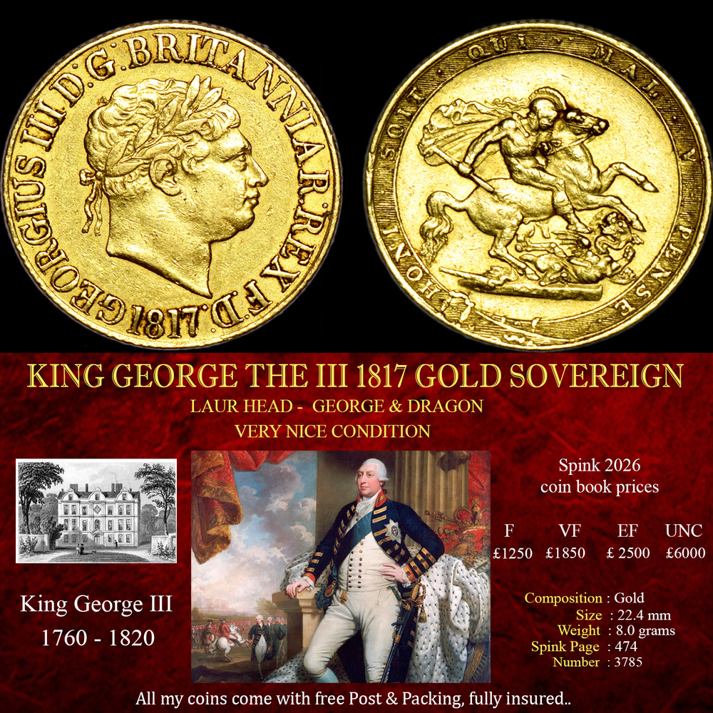 KING GEORGE THE III 1817 GOLD SOVEREIGN BEST