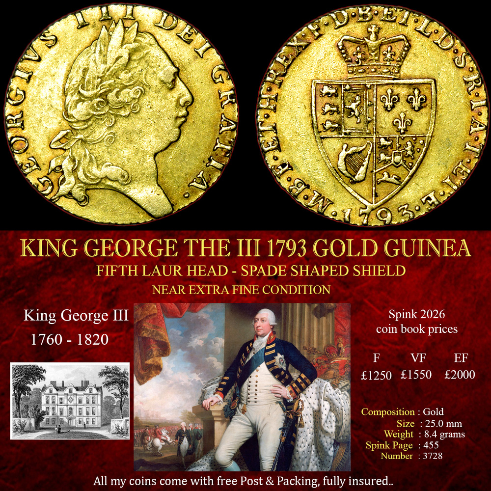 KING GEORGE THE III 1793 GOLD GUINEA