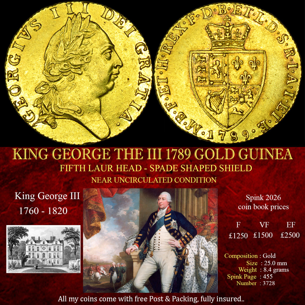 KING GEORGE THE III 1789 GOLD GUINEA