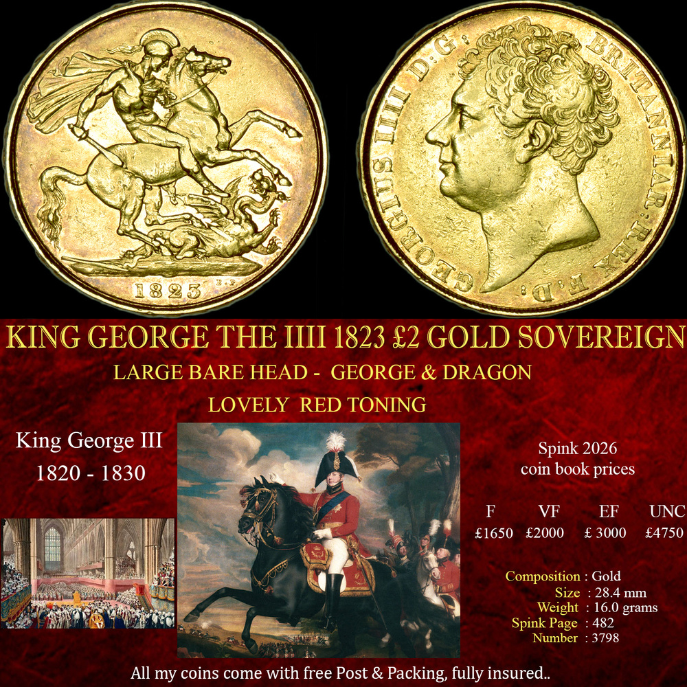 KING GEORGE THE IIII 1823 £2 GOLD SOVEREIGN