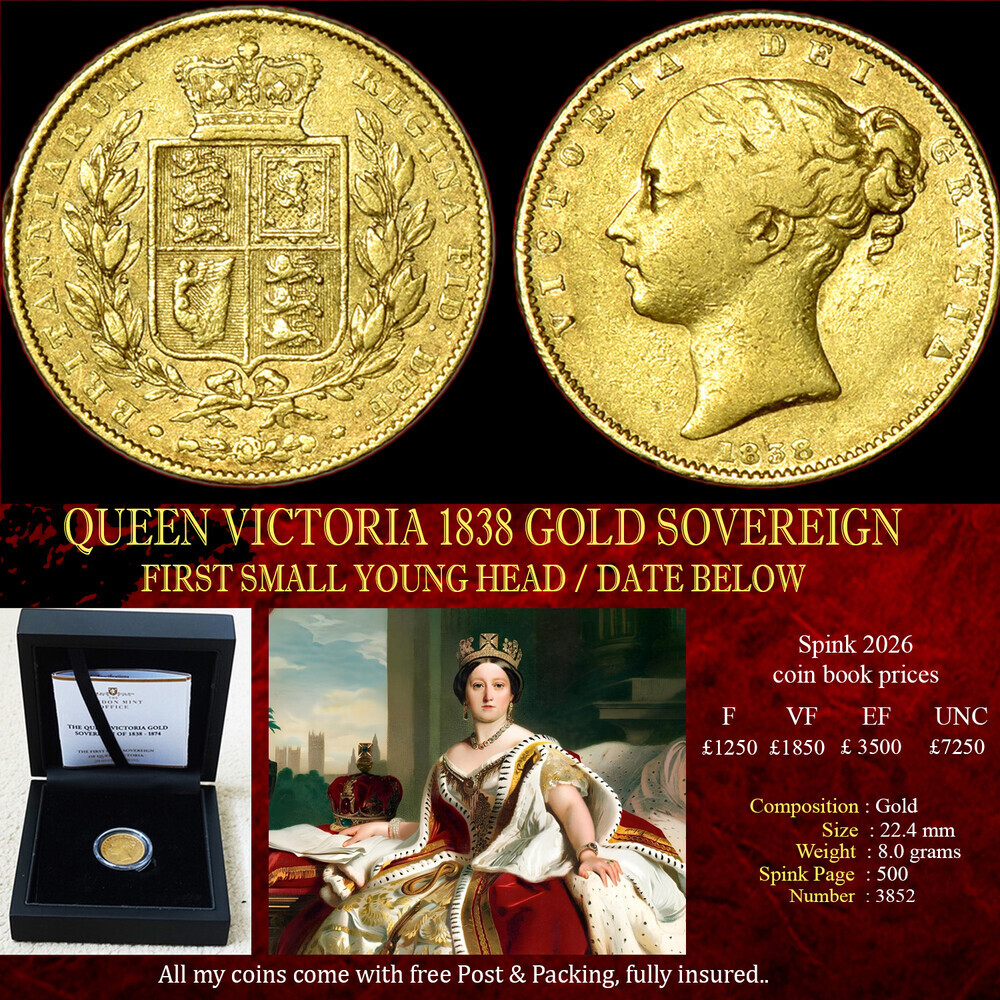 RARE QUEEN VICTORIA 1838 GOLD SOVEREIGN