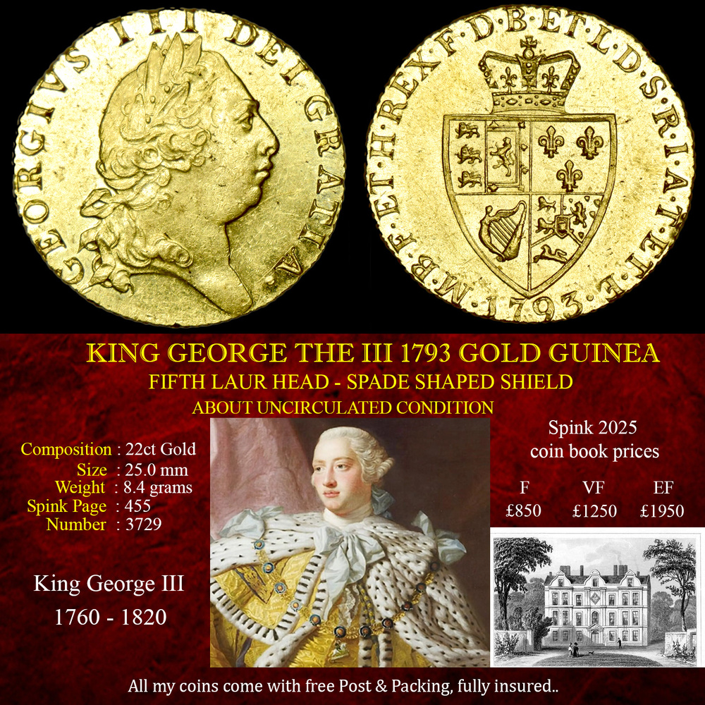 KING GEORGE THE III 1793 GOLD GUINEA