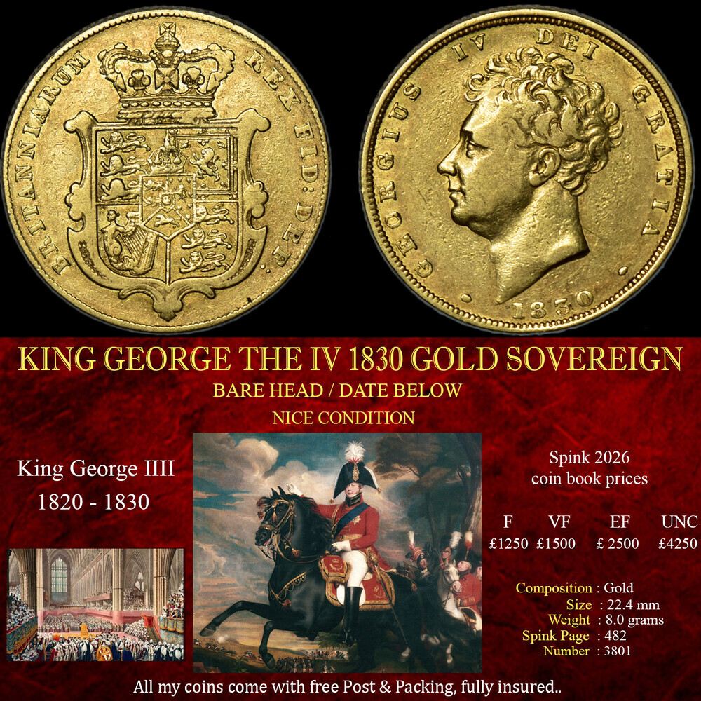 NICE KING GEORGE THE IIII 1830 GOLD SOVEREIGN