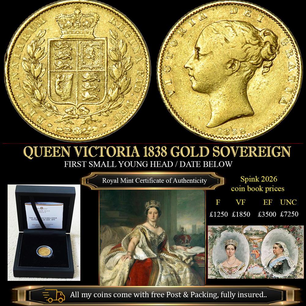 RARE QUEEN VICTORIA 1838 GOLD SOVEREIGN