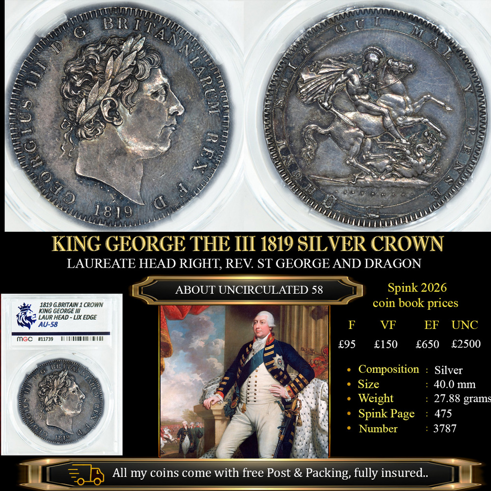 KING GEORGE THE III 1819 CROWN AU55
