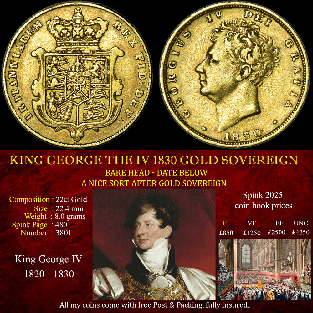 NICE KING GEORGE THE IV 1830 GOLD SOVEREIGN