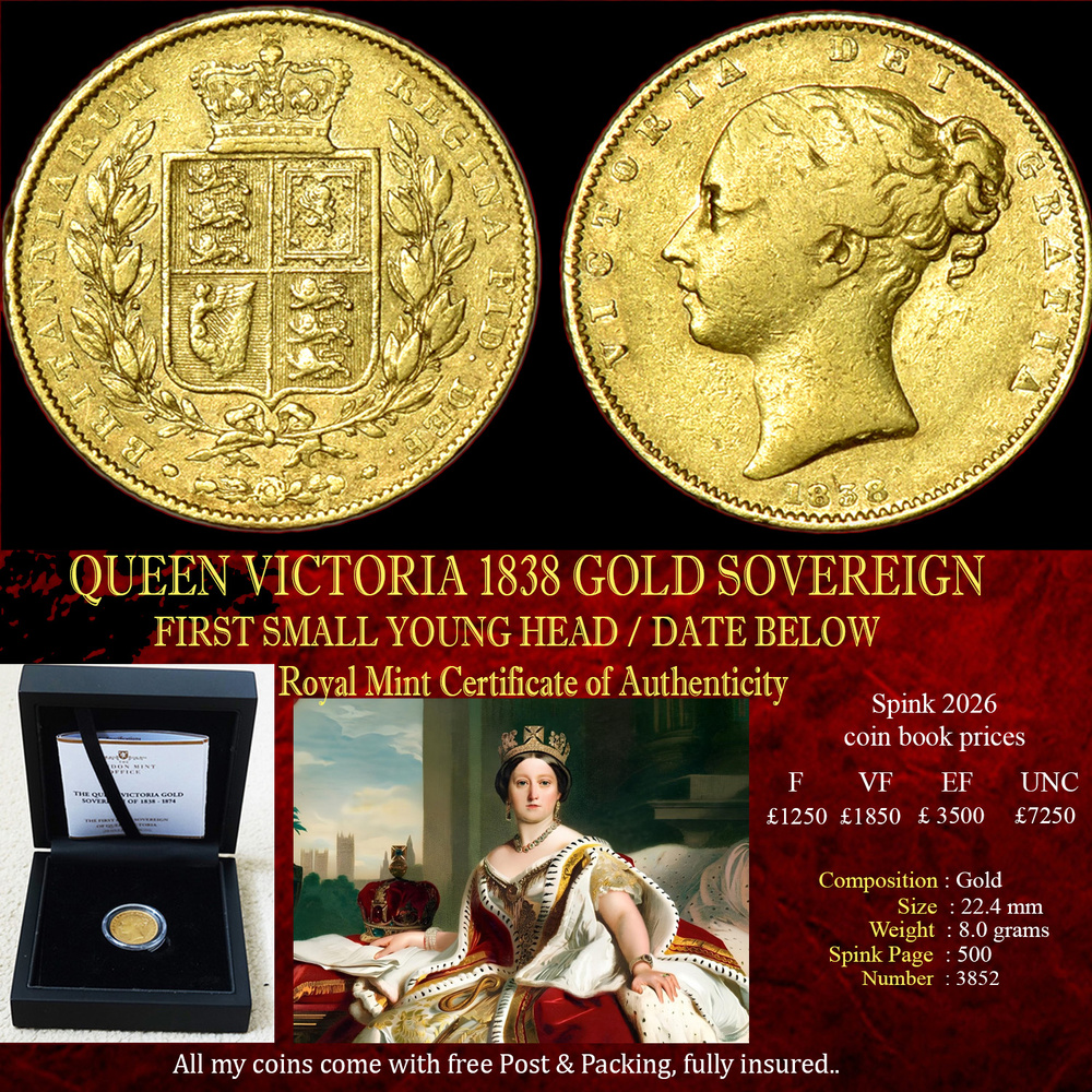 RARE QUEEN VICTORIA 1838 GOLD SOVEREIGN